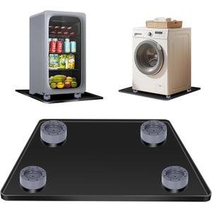 ToLanbbt Mini Fridge Silicone Mat with 4 Base Raisers - 24" x 24" x 0.8" Mini Fridge Drip Tray Under Refrigerator Mat Carpet Floor Protector Leak-Resistant Portable AC Pan for Washing Machine, Black