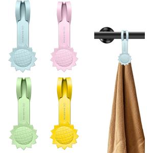 4Pack Magnetic Towel Clips  Premium Multi-Scene Use Towel Hooks for Bathrooms, Kitchens, Showers & More  Keep Towels, Socks, Gloves, Aprons, and Small Tools Organized (Pink& Blue& Green& Yellow)