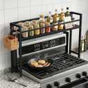 Brakki Spice Rack Over the Stove Shelf with 2 Hooks for Kitchen Organizer