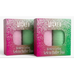 WICKED Heartless Curling Velcro Roller Duo. Pack of 2 ( Pink/Green)