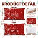 Red Winter Christmas Pillow Covers 12x20, Red Christmas Room Decor, Xmas Hello Winter Snowflake Holiday Lumbar Throw Pillow Covers for Home Bedroom Living Room