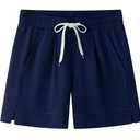 Vcansion Women's Athletic Running Shorts with Pockets 5" Shorts for Women Lounge Walking Workout Dark Blue US XL