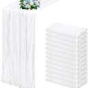 12 Pack White Cheesecloth Table Runner 17x108 Inch Semi Sheer Boho Gauze Cheese Cloth Fabric Table Runners, for Wedding Party Baby Shower Birthday Home Decor Garden Farmhouse