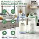 32oz Glass Formula Mixing Pitcher, Formula Pitcher Milk Pitcher Premium Borosilicate Microplastic-Free Leak-Proof Design,Breastmilk Storage,Dishwasher Safe & Thermal Shock Resistant (Light green)