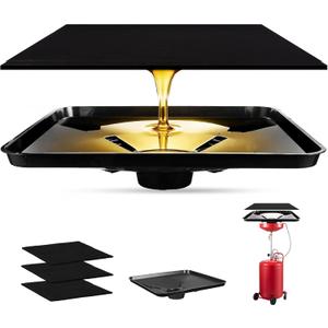 17892 Transmission Drain Pan with 2 Pcs 22'' Oil Drain Splash Pad, Universal Fluid Drain Funnel Compatible with 87031, 87032 Large Capacity for Oil, Coolant & Transmission Fluid Changes
