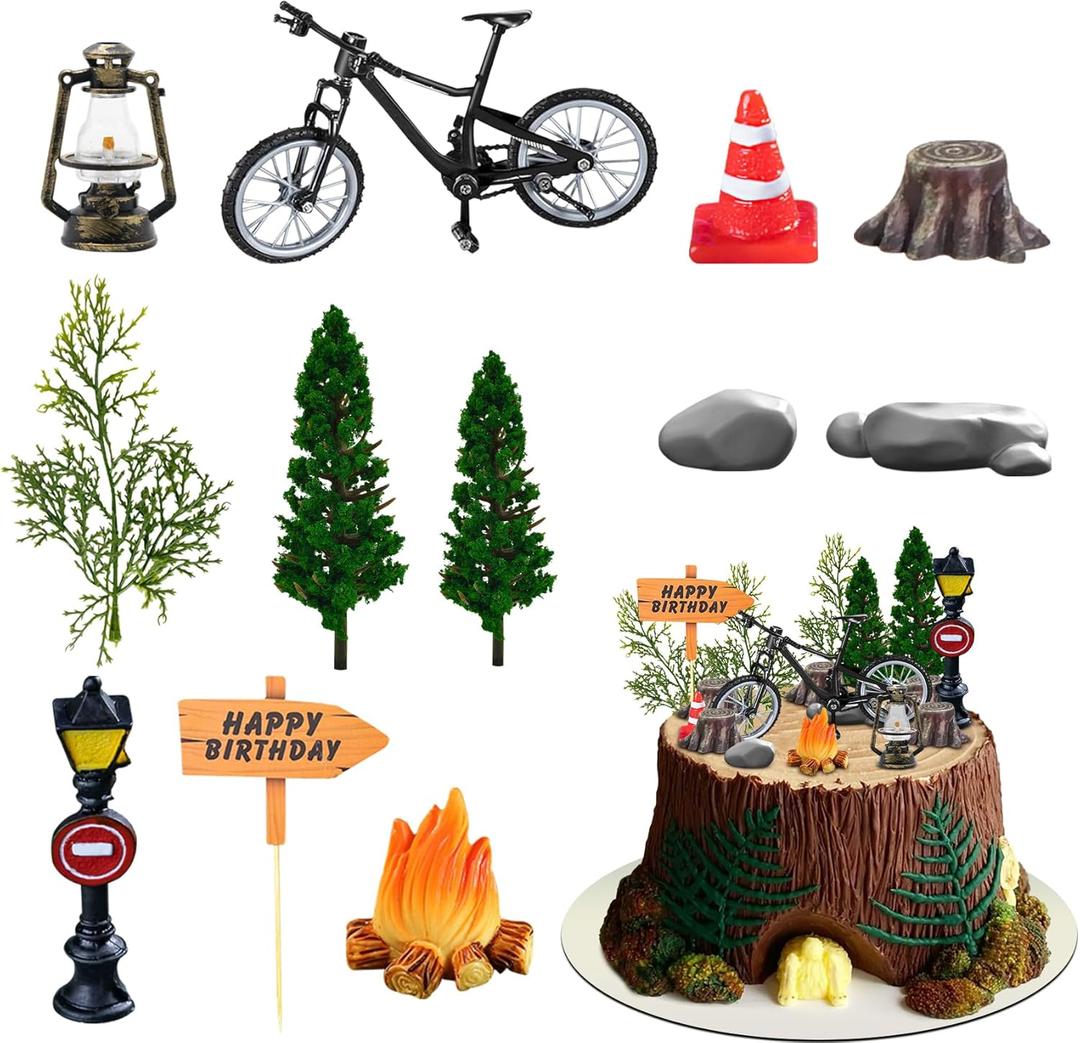 Knana 18Pcs Bicycle Cake Topper Bike Cake Decorations for Bicycle Themed Birthday Party Supplies
