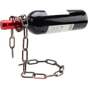 TBWHL Novelty Magic Wine Bottle Holder Floating Steel Link Chain Wine Bottle Rack/Holder - Holds Bottles in The Air, Unique Levitating Wine Bottle Stand for Home Bar, Kitchen, or Party DecoBrown