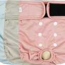 Langsprit Washable Female Dog Diapers (3 Pack) - No Leak Reusable Diapers for Doggy Female in Period - Highly Absorbent Dog Heat Panties with Adjustable Snaps Black L Size