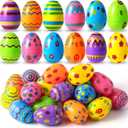 JOYIN Toy 72 PCs Plastic Printed Bright Easter Eggs, Over 3.15'' Tall Fillable Empty Eggs Bulks for Easter Hunt, Basket Stuffers Fillers, Classroom Prize Supplies, Filling Treats and Party Favor