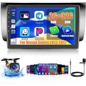 2+32G Android 13 Car Stereo Radio for Nissan Sentra 2013-2017, 10.1'' HD Touch Screen Compatible with CarPlay Android Auto, AHD Backup Camera, Mirror Link, GPS, WiFi, DSP