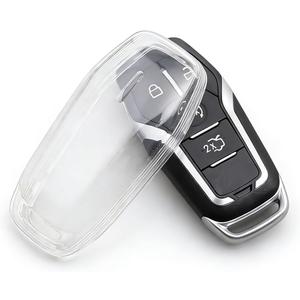 2 x Soft Key Fob Case Cover Compatible for Ford Explorer Mustang Edge F150 Fusion Accessories, Key Shell Bag Compatible for MKX MKZ MKC accessory (Transparent White)
