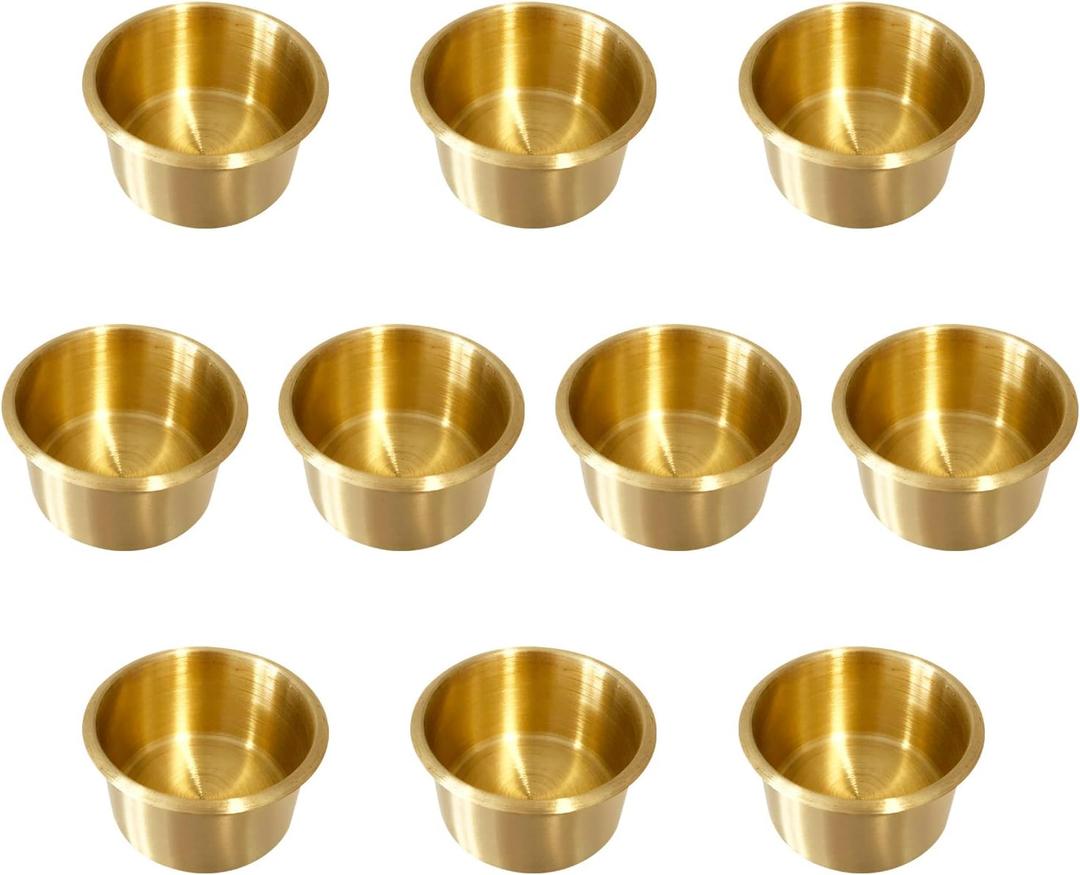 Game Table Cup Holder Insert - 10Pack Solid Brass Jumbo Drink Holder, Poker Table Cup Holders for Casino Table, Game Table, Sofa, Boats, Bench, Desk, RV Cars & Trucks
