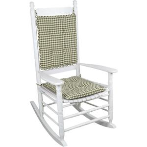 Klear Vu Porch Rocking Chair Cushion Set for Indoor and Outdoor Use, Assembled in The USA, Easy to Clean Stylish Seat and Back Pads with Fabric Ties, 20" x 17" x 2", Gingham Pine