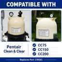 Pool Filter Lid Assembly Kit Compatible with Pentair Clean & Clear CC75 CC150 CC200 Filters, Includes 178561 Lid, 190058 Pressure Gauge, 9820980 Air Relief Valve & 59052900 Lock Ring