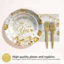 happy engagement paper napkins forks and plates