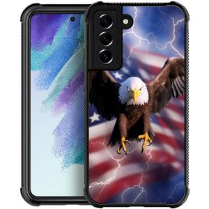Compatible with Samsung Galaxy S22 Case,Flying Eagle American Flag Lightning Amazing Pattern Design Shockproof Anti-Scratch Hard PC Back Case for Samsung Galaxy S22 Case