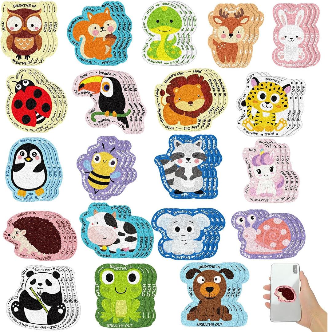 Fulmoon 120 Pcs Anxiety Sensory Stickers Textured Sensory Strips Tactile Rough Calm Stickers Adhesive Tactile Fidget Tool for Classroom Desk Adults Teens Anxiety Relief(Animal)