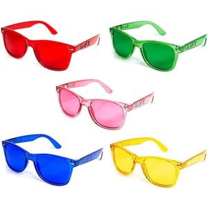 Color Therapy Glasses 5 Pack | Light Therapy Glasses for Chromotherapy, Mood Enhancement, Chakra Healing | Colored Sunglasses for Light Sensitivity