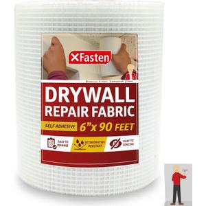 XFasten Drywall Repair Mesh Tape - 6-Inch X 90-Foot Mesh Tape for Drywall Repair, Fiberglass Drywall Patch Hole, Heavy Duty Wall Repair Mesh Spackle Tape, Wall Crack and Seam Repair Joint Tape