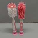 Chemimoso Multifunctional Cleaning Brush, Baby Bottle Brush, Bottle Brush Cleaner, Rotate The Suction Cup to Obtain The Small Bristle Brushes, Set Z, Pink, Silicone and Nylon Brush