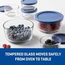 Anchor Hocking 12 Piece Glass Storage Containers with Lids (6 Glass Food Storage Containers & 6 Navy Blue SnugFit Lids)