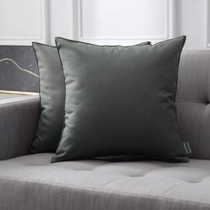 MIULEE Pack of 2 Decorative Outdoor Waterproof Pillow Covers Square Garden Cushion Sham Throw Pillowcase Shell for Spring Patio Tent Couch 22x22 Inch Dark Gray