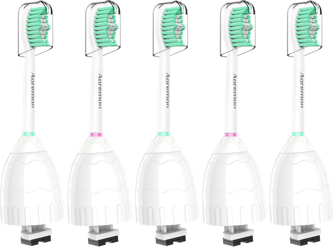 Aoremon Replacement Heads Compatible with Sonicare E-Series, Toothbrush Heads Come with Caps Fit for Sonicare Essence Xtreme Elite Advance and CleanCare Screw-on Toothbrush Handles, 6 Pack