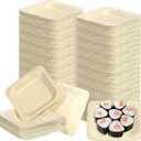 100 Pcs Disposable Square Palm Bowls Palm Leaf Bowls 4.5 x 4.5 x 0.6 Inch Bamboo Disposable Plates Square Wood Plates for Birthday Party Wedding Events Appetizer Dessert Catering and Home Use