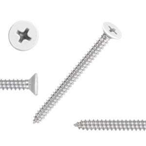 White Head 50 PCS #14X2 Stainless Steel Phillips Flat Head Wood Screws,Stainless Steel 18-8 A2(304) Screw,Home Screw Kit by QISHENG