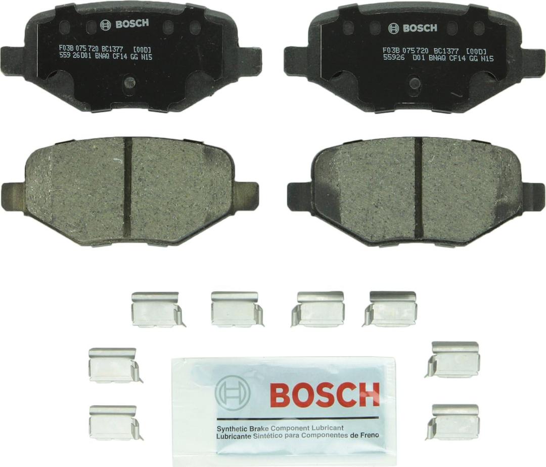 BOSCH BC1377 QuietCast Premium Ceramic Disc Brake Pad Set - Compatible with Select Ford Edge, Explorer, Flex, Police Interceptor Utility, Taurus; Lincoln MKS, MKT, MKX; REAR