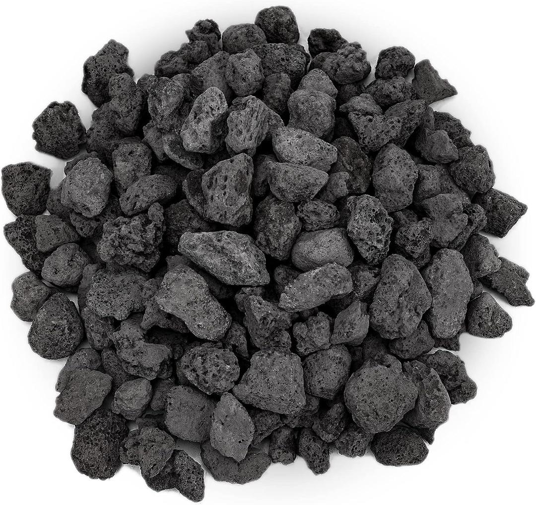 Onlyfire Black Lava Rock 10 Pounds Volcanic Lava Stones for Indoor Outdoor Fire Pits Fireplaces Gas Grill and Landscaping, 0.4-0.8 Inch