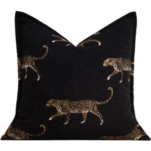 vctops Luxury Tiger Jacquard Throw Pillow Cover Soft Velvet Animal Pattern Decorative Cushion Cover Modern Square Accent Pillowcase for Couch Bedroom Living Room (Type B,18"x18")