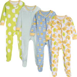 Onesies Brand Baby Girls' 4-Pack Footed Pajamas (18 Months, Lemons)