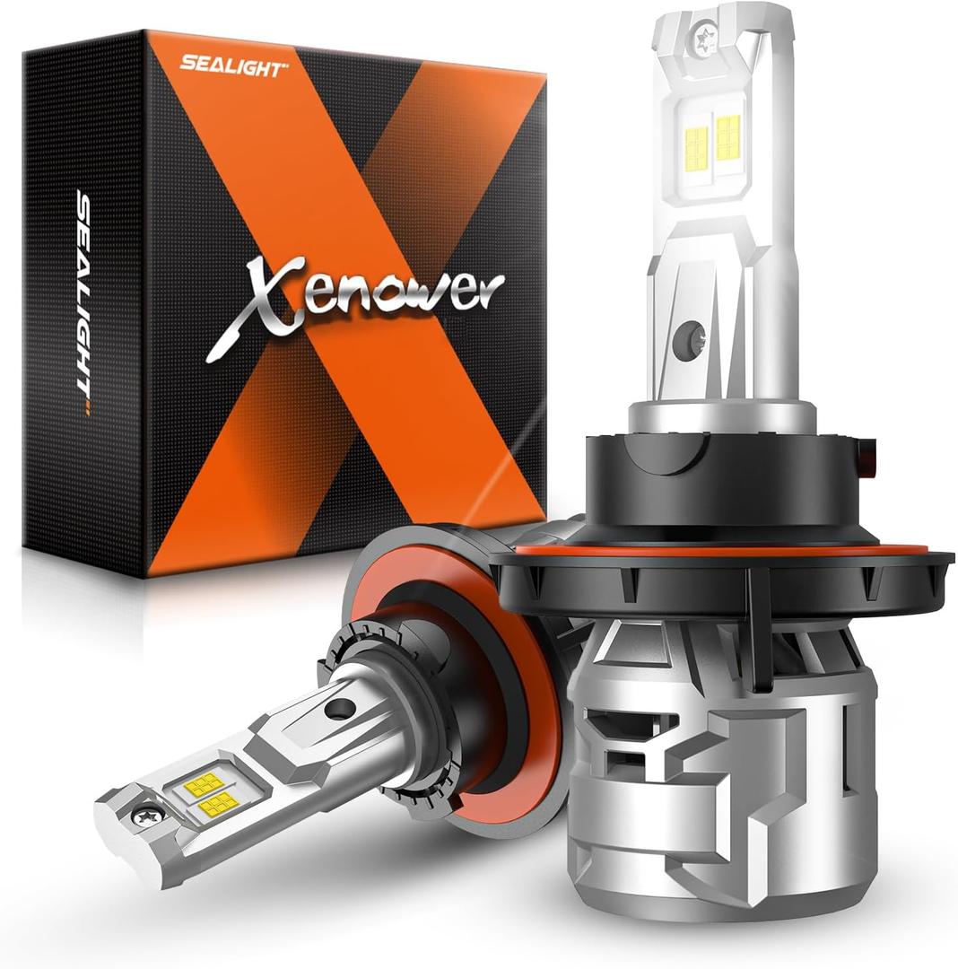 SEALIGHT H13 9008 Bulbs, 6500K Diamond White Super Bright Bulbs X5 Light, Plug and Play, Fog Bulb for ATVS - Pack of 2,Headlight Housings