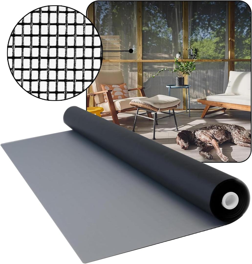 DOCA 48 in x 50 ft Pet Screen Mesh - Window Screen Replacement, Heavy-Duty Fiberglass Mesh Roll for Patio, Porch, Door - Screen for Dogs, Cats, or Raccoons - Charcoal