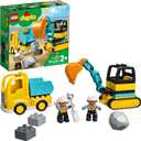 LEGO DUPLO Town Truck & Tracked Excavator Construction Vehicle 10931 Toy for Toddlers 2-4 Years Old Girls & Boys, Fine Motor Skills Development and Learning Toy
