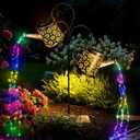 Solar Watering Can Lights Outdoor, IP65 Waterproof Garden Decor Solar Garden Light 8 Multi-Color Changing Modes One Pole Two Lights Outdoor Decorations for Yard, Lawn, Patio