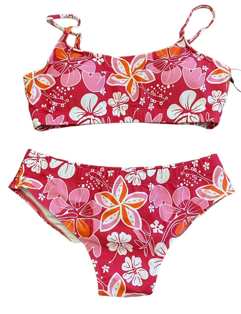 Women's Tie Shoulder Bikini Swimsuit Floral High Waisted 2 Piece Bathing Suit, Size XL
