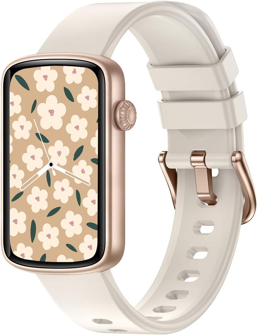 Fitness Watches for Women, LYNN2 Fitness Tracker with Heart Rate Monitor Blood Oxygen/Sleep Tracker Pedometer, Slim Step Tracker Watch for iOS/Android Phones Waterproof (Milky White)