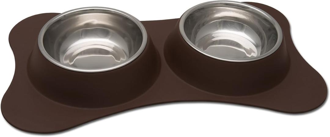 Loving Pets Bone Shaped Flex Diner for Dogs, Chocolate, Small