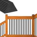 25 Pack Deck Balusters 38" x 3/4" Staircase Baluster, Diameter 3/4" Metal Deck Spindle and Stairs Railing,Hollow Square Black Deck Balusters for Deck Railing Porch