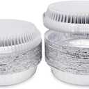 8'' Inch Round Tin Foil Pans Disposable Aluminum Pans with Clear Lids (60 Pack), Freezer & Oven Safe - For Baking, Cooking, Storage, Roasting, & Reheating, Recyclable, Pack of 60
