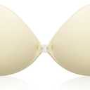 Wingslove Adhesive Bra Reusable Strapless Self Silicone Push-up Invisible Sticky Bras for Backless Dress (Ivory, B)