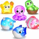 6 Packs Light Up Bath Toys for Kids Ages 1-3, Sea Animals Bathtub Toys for Baby 12-18 Months Toddlers 2-4, Water Activated Pool Toys for 1 2 Year Old Boy Girl Gifts
