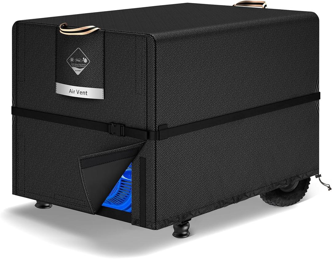 QH.HOME Waterproof Generator Cover 32x24x24 inch ,900D Heavy Duty Oxford with Secure Windproof Buckle- for Most Generators 5000-10000 Watt, Black