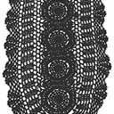 KEPSWET Cotton Handmade Crochet Lace Oval Table Runner Black 12x36 Inch