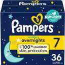 Pampers Overnight Diapers - Swaddlers Overnights - Size 7, 36 Count, Disposable Baby Diaper, Night Time Leak and Skin Protection