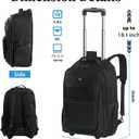 Rolling Backpack with Wheels, Roller Backpack for 17.3 Inch Laptop, 13.4"L x 8"W x 20"H