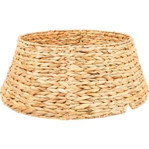 24" Christmas Tree Collar, Hand Woven Hyacinth Christmas Tree Base, for Artificial Trees - 4 Piece Rustic Farmhouse Tree Skirt Replacement, Fits Below 23" Tree Stand, Natural Hyacinth