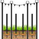LETIANPAI 4 Pack String Light Poles,10 Ft Light Poles for Outside String Lights,Outdoor Lights Pole with Fork,Metal Poles Stand for Patio Deck Backyard